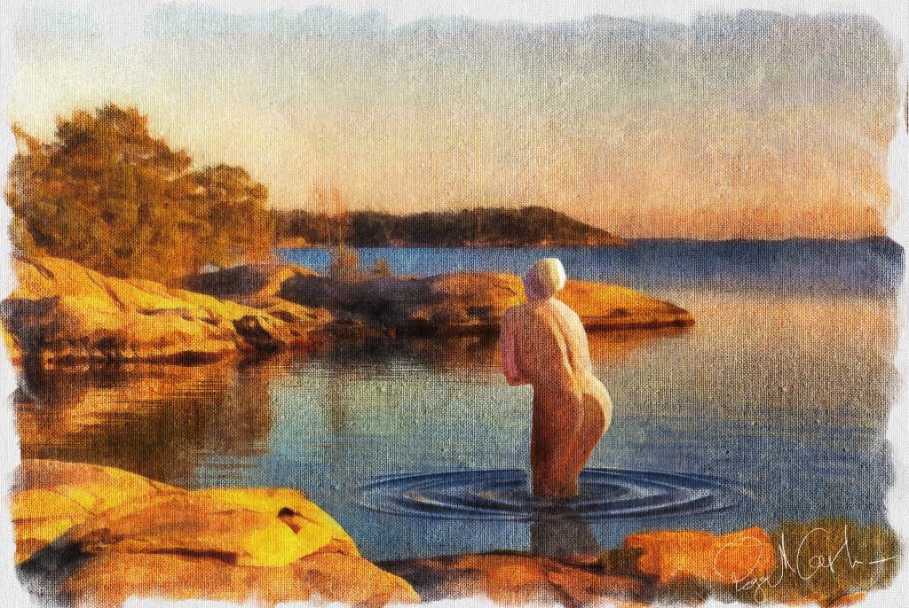 Det färdiga resultatet efter ombyggnad av strand och bakgrund.